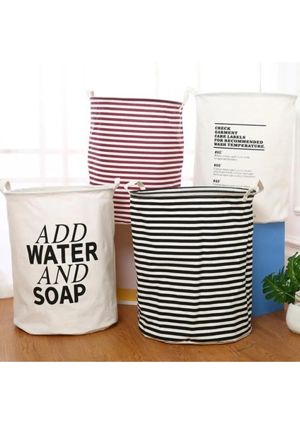 No.6 Tarzı Sıcak Satış 40CM x 50CM Katlanır Çizgili Büyük Kapasiteli Çamaşır Sepeti Yuvarlak Giysioyuncak Saklama Çantası Kova Varilorganizer Panier L (Yurt Dışından) modelleri