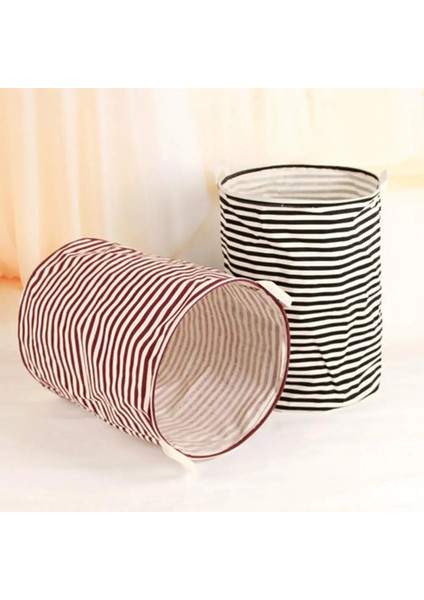 No.6 Tarzı Sıcak Satış 40CM x 50CM Katlanır Çizgili Büyük Kapasiteli Çamaşır Sepeti Yuvarlak Giysioyuncak Saklama Çantası Kova Varilorganizer Panier L (Yurt Dışından) fırsatları