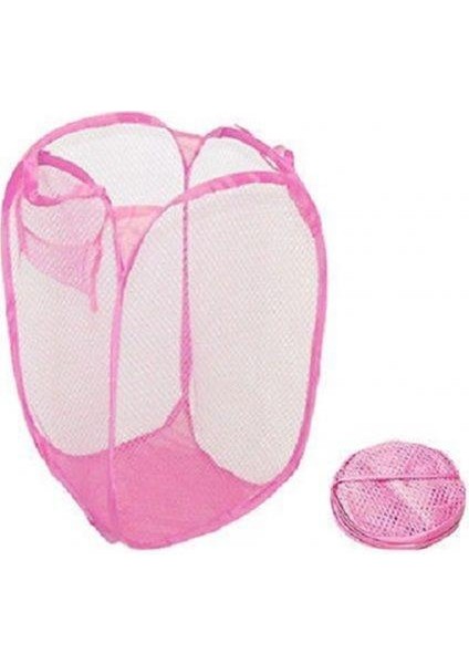 Pembe Tarzı Çamaşır Torbası Pop Up Örgü Yıkama Katlanabilir Çamaşır Sepeti Çanta Bin Sepet Depolama Net Depolama Sepeti Oyuncaklar Muhtelif Alma Çantası (Yurt Dışından)
