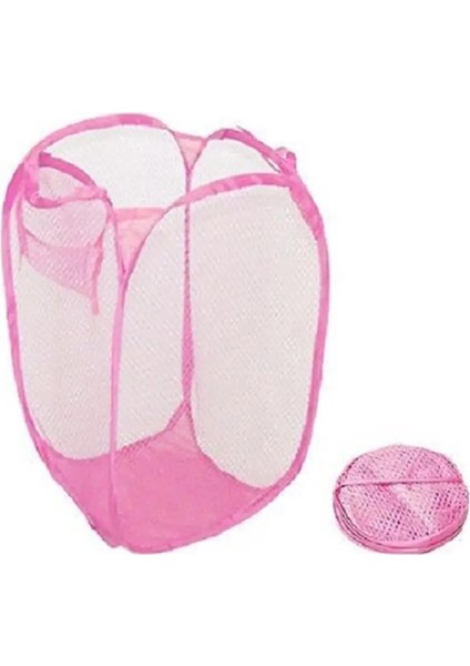 Pembe Tarzı Çamaşır Torbası Pop Up Örgü Yıkama Katlanabilir Çamaşır Sepeti Çanta Bin Sepet Depolama Net Depolama Sepeti Oyuncaklar Muhtelif Alma Çantası (Yurt Dışından)