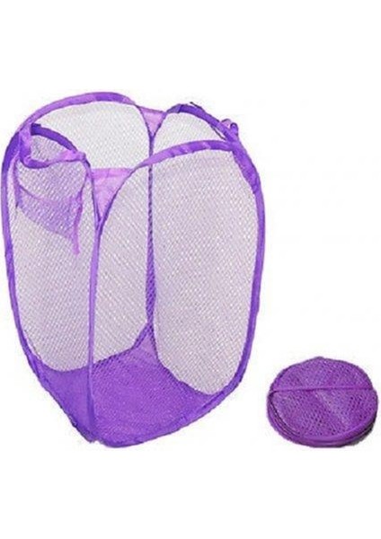 Mor Tarzı Çamaşır Torbası Pop Up Örgü Yıkama Katlanabilir Çamaşır Sepeti Çanta Bin Sepet Depolama Net Depolama Sepeti Oyuncaklar Muhtelif Alma Çantası (Yurt Dışından)