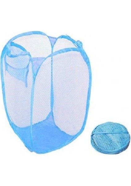 Açık Mavi Tarzı Çamaşır Torbası Pop Up Örgü Yıkama Katlanabilir Çamaşır Sepeti Çanta Bin Sepet Depolama Net Depolama Sepeti Oyuncaklar Muhtelif Alma Çantası (Yurt Dışından)