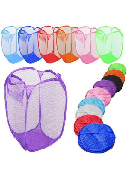 Açık Mavi Tarzı Çamaşır Torbası Pop Up Örgü Yıkama Katlanabilir Çamaşır Sepeti Çanta Bin Sepet Depolama Net Depolama Sepeti Oyuncaklar Muhtelif Alma Çantası (Yurt Dışından) modelleri