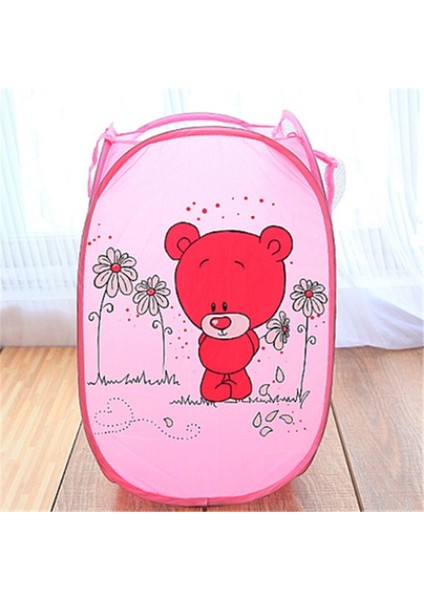 Pembe Ayı Stili Katlanır Örgü Giysi Yıkama Çamaşır Sepeti Çocuk Oyuncakları Çeşitli Eşyalar Saklama Kutusu (Yurt Dışından)