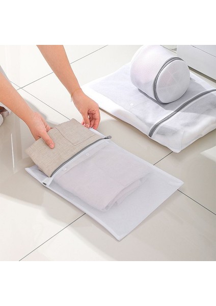 25X30CM Tarzı Örgü Çamaşır Torbası Yıkama Giysi Torbası Çamaşır Makinesi Torbası Iç Çamaşırı Çamaşır Sepeti Kirli Giysiler Organizatör Kirli Çamaşır Sepeti (Yurt Dışından)