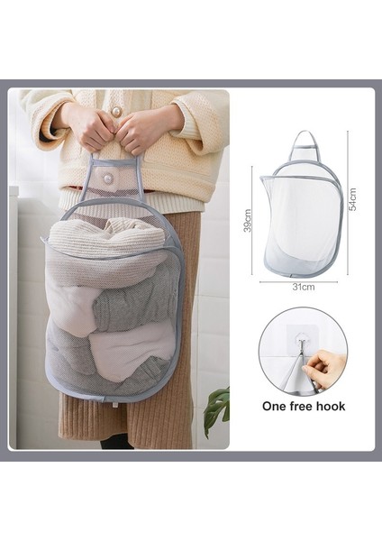 Gri Stil Katlanır Net Kirli Giysi Sepeti Ev Çamaşır Sepeti Delme Yok Tuvalet Kendinden Yapışkanlı Depolama Sepeti Çamaşır Sepetleri Laundr (Yurt Dışından)