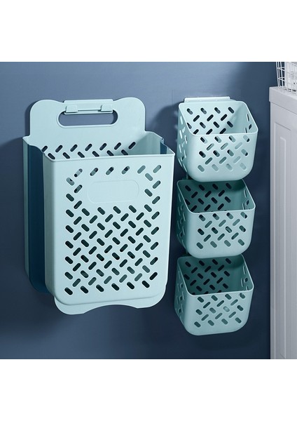 Küçük Gri Tarzı 1 Adet Duvara Monte Plastik Katlanabilir Kirli Çamaşır Sepeti Büyük Kapasiteli Ev Banyo Çeşitli Eşyalar Cothes Depolama Sepeti Organizatör (Yurt Dışından) fırsatları