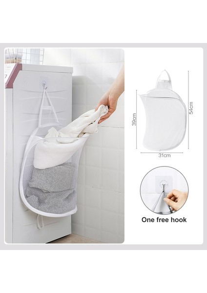 No.1 Tarzı 1 Parça Katlanır Net Kirli Giysi Sepeti Ev Delikli Olmayan Banyo Kendinden Yapışkanlı Çamaşır Depolama Sepeti (Yurt Dışından)