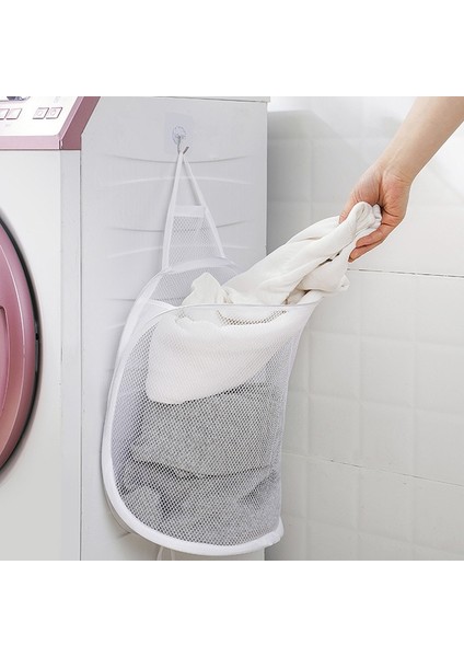 No.1 Tarzı 1 Parça Katlanır Net Kirli Giysi Sepeti Ev Delikli Olmayan Banyo Kendinden Yapışkanlı Çamaşır Depolama Sepeti (Yurt Dışından) fırsatları