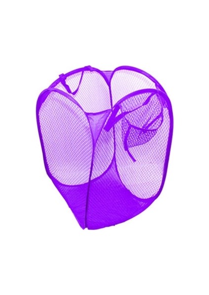 Mor Tarzı Katlanabilir Kirli Giysi Sepeti Depolama Çamaşır Sepeti Katlanır Renkli Net Ev Giyim Saklama Çantası (Yurt Dışından)