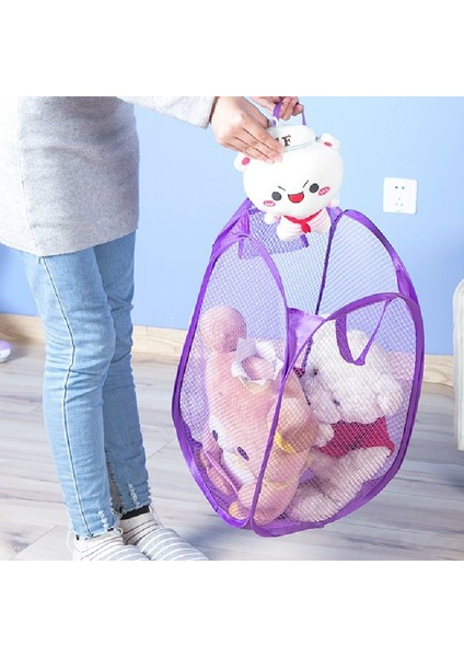 Mor Tarzı Çift Kulplu Tasarım Katlanabilir Çamaşır Sepeti, Aile Üniversite Yurdu Için Kolay Açılır Örgü Çamaşır Sepeti (Yurt Dışından) fırsatları