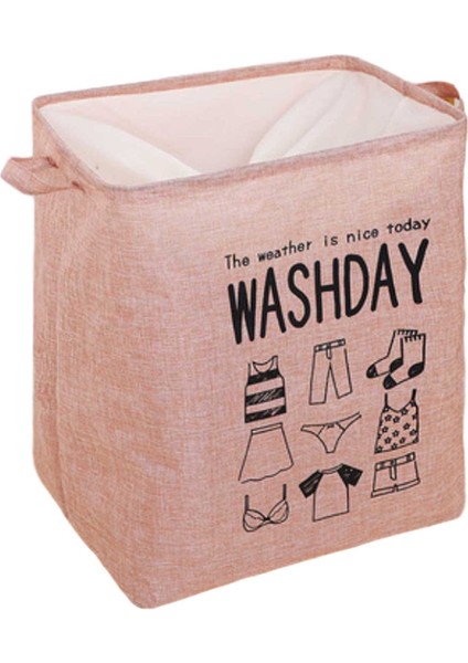 Pembe Tarzı 44*35*50CM Çamaşır Sepeti Dayanıklı Şık Sepet Kova Saklama Kutusu #w0 (Yurt Dışından)