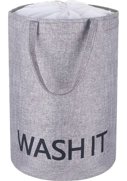 Gri Tarzı 35CMX50CM Keten Ev Kirli Çamaşır Sepeti Kapaklı Katlanır Giyim Saklama Kovası Giysi Oyuncaklar Organizatör Kolu Çamaşır Sepeti (Yurt Dışından)