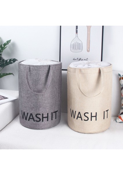Gri Tarzı 35CMX50CM Keten Ev Kirli Çamaşır Sepeti Kapaklı Katlanır Giyim Saklama Kovası Giysi Oyuncaklar Organizatör Kolu Çamaşır Sepeti (Yurt Dışından) fiyatları