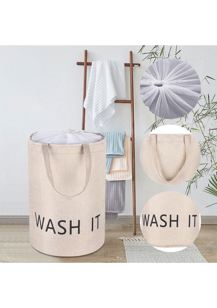 Gri Tarzı 35CMX50CM Keten Ev Kirli Çamaşır Sepeti Kapaklı Katlanır Giyim Saklama Kovası Giysi Oyuncaklar Organizatör Kolu Çamaşır Sepeti (Yurt Dışından) indirimleri