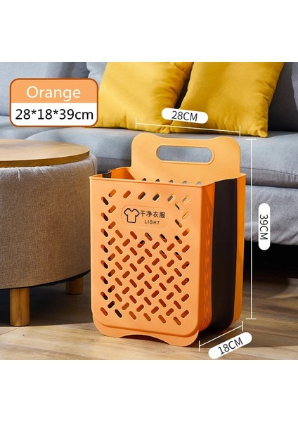 Büyük Turuncu Tarzı 1 Adet Duvara Monte Plastik Katlanabilir Kirli Çamaşır Sepeti Büyük Kapasiteli Ev Banyo Çeşitli Eşyalar Cothes Depolama Sepeti Organizatör (Yurt Dışından)