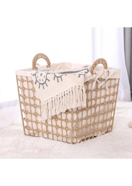 Açık Gri Tarzı 1 Adet Dokuma Çamaşır Depolama Sepeti Ev Için Taşınabilir Kirli Giysi Saklama Sepeti (Yurt Dışından) fiyatları