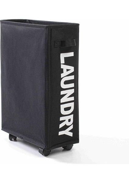 Siyah Stil Tekerlekler ile Ev Haddeleme Çamaşır Sepeti Katlanabilir Çamaşır Sepeti Mesh Liner Su Geçirmez Dayanıklı Çamaşır Torbası Organizatör Çantası (Yurt Dışından)