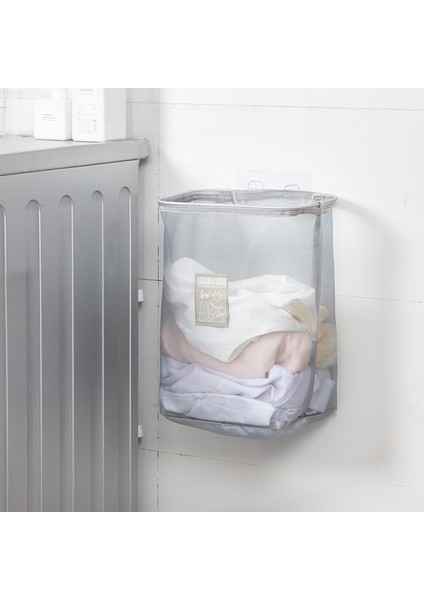 Gri Stil Katlanabilir Çamaşır Sepeti Duvar Asılı Örgü Çanta Banyo Organizatör Kirli Giysiler Saklama Çantası Kova Ev Saklama Çantası (Yurt Dışından)