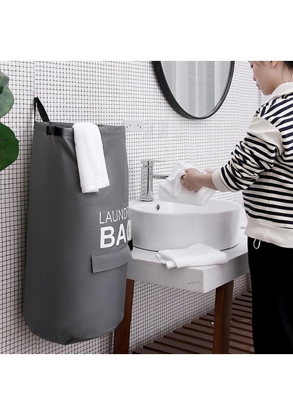 Açık Gri Tarzı 70L 28 "600D Oxford Kumaş Çamaşır Sepeti Su Geçirmez Katlanabilir Sepet Asılı Ev Çanta Depolama Organizatör Omuz Askısı Tasarım (Yurt Dışından) modelleri