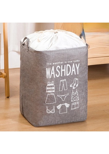 Gri Stil 52X43X33CM Büyük Kapasiteli Çamaşır Sepeti Katlanabilir Giyim Yorgan Depolama Sepeti Kirli Giysiler Çamaşır Banyo Organizatör Sepetleri Modern (Yurt Dışından)