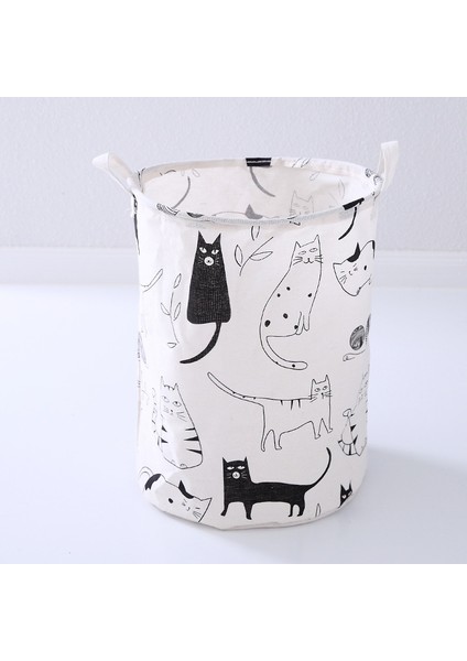 A-18 Tarzı Pamuk Keten Kirli Çamaşır Sepeti Katlanabilir Yuvarlak Su Geçirmez Organizatör Kova Giyim Çocuk Oyuncağı Büyük Kapasiteli Depolama Ev (Yurt Dışından)