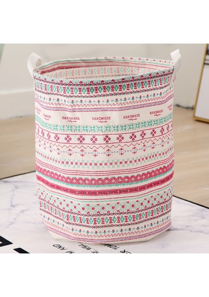 A-8 Stili Pamuk Keten Kirli Çamaşır Sepeti Katlanabilir Yuvarlak Su Geçirmez Organizatör Kova Giyim Çocuk Oyuncağı Büyük Kapasiteli Depolama Ev (Yurt Dışından)