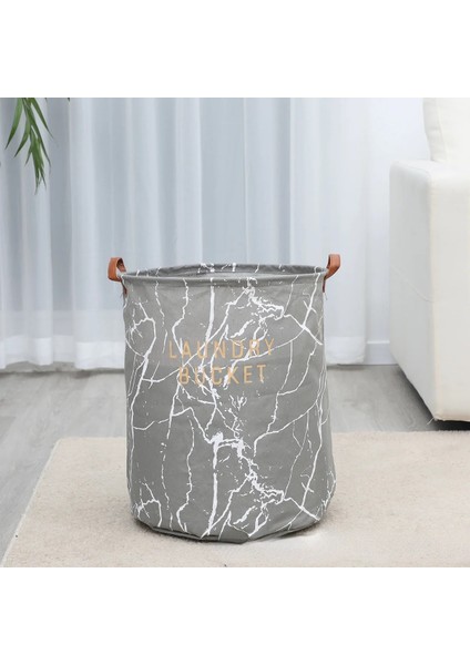 Koyu Gri Stil Iskandinav Pamuklu Keten Kumaş Büyük Çamaşır Sepeti Neme Dayanıklı Katlanır Kirli Giysiler Sepeti Kalınlaşmak Büyük Çamaşır Sepeti (Yurt Dışından)