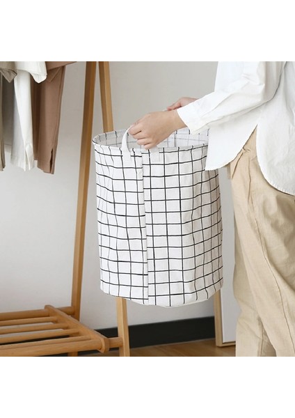 Ciwei Tarzı 35X35X45CM Pamuk Keten Kirli Çamaşır Sepeti Katlanabilir Yuvarlak Su Geçirmez Organizatör Kova Giyim Çocuk Oyuncağı Büyük Kapasiteli Depolama Ev (Yurt Dışından) fırsatları