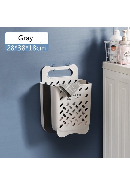 Büyük Gri Tarzı 1 Adet Duvara Monte Plastik Katlanabilir Kirli Çamaşır Sepeti Büyük Kapasiteli Ev Banyo Çeşitli Eşyalar Cothes Depolama Sepeti Organizatör (Yurt Dışından)