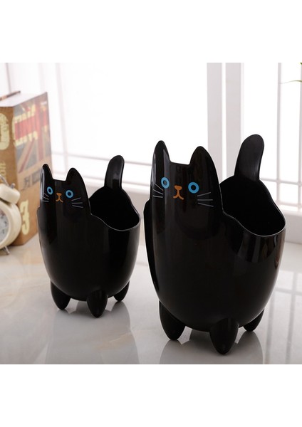 L Beden Siyah Stil Sevimli Kedi Kalınlaşma Depolama Kovası Çeşitli Eşyalar Kırtasiye Küçük Öğeler Karikatür Depolama Masaüstü Çöp Tenekesi Küçük Yaratıcı Mobilya (Yurt Dışından) modelleri