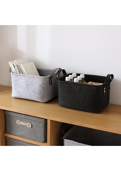 M Tarzı Keçe Depolama Sepeti Oturma Odası Çay Masası Siyah Gri Çeşitli Eşyalar Saklama Sepeti Bezi Keçe Saklama Kutusu Yatak Odası Çorap Depolama (Yurt Dışından) fiyatları