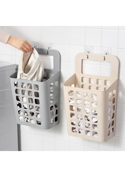 Orta Gri Tarzı 1 Adet Duvara Monte Büyük Çamaşır Sepeti Ev Banyo Delme Ücretsiz Kirli Giysiler Saklama Sepeti Plastik Oymalı Sepet (Yurt Dışından) fiyatları