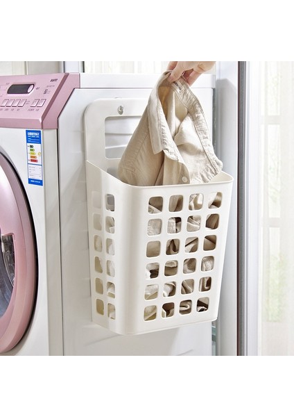 Orta Gri Tarzı 1 Adet Duvara Monte Büyük Çamaşır Sepeti Ev Banyo Delme Ücretsiz Kirli Giysiler Saklama Sepeti Plastik Oymalı Sepet (Yurt Dışından) indirimleri