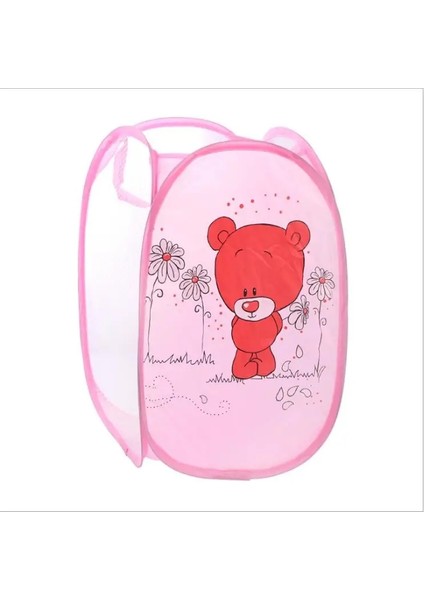 Pembe Ayı Stili Katlanır Örgü Giysi Yıkama Çamaşır Sepeti Çocuk Oyuncakları Çeşitli Eşyalar Saklama Kutusu Giyim Organizatörü (Yurt Dışından)