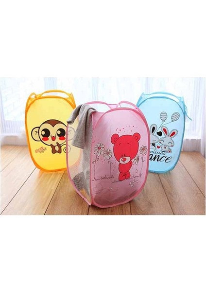 Pembe Ayı Stili Katlanır Örgü Giysi Yıkama Çamaşır Sepeti Çocuk Oyuncakları Çeşitli Eşyalar Saklama Kutusu Giyim Organizatörü (Yurt Dışından) modelleri