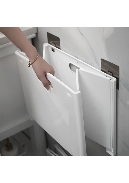 Küçük Gri Tarzı Katlanabilir Duvara Monte Çamaşır Sepeti Delme Ücretsiz Plastik Kirli Giysiler Depolama Sepeti Ev Banyo Sepet Organizatör (Yurt Dışından)