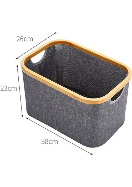 Gri Stil 38X26X23CM Çamaşır Sepeti Büyük Bambu Saplı Kirli Giysi Sepet Su Geçirmez Katlanabilir Çamaşır Sepet Depolama (Yurt Dışından)