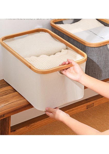 Gri Stil 38X26X23CM Çamaşır Sepeti Büyük Bambu Saplı Kirli Giysi Sepet Su Geçirmez Katlanabilir Çamaşır Sepet Depolama (Yurt Dışından) modelleri