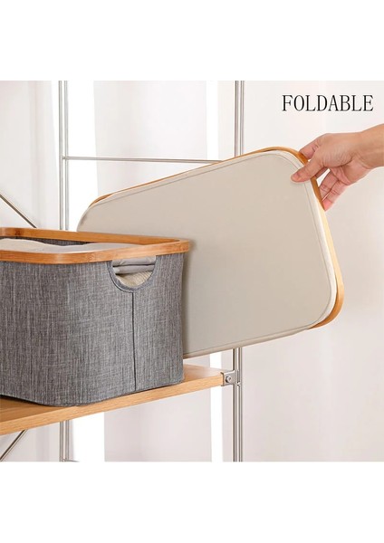 Gri Stil 38X26X23CM Çamaşır Sepeti Büyük Bambu Saplı Kirli Giysi Sepet Su Geçirmez Katlanabilir Çamaşır Sepet Depolama (Yurt Dışından) fırsatları