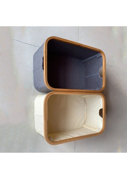 Gri Stil 38X26X23CM Çamaşır Sepeti Büyük Bambu Saplı Kirli Giysi Sepet Su Geçirmez Katlanabilir Çamaşır Sepet Depolama (Yurt Dışından) indirimleri
