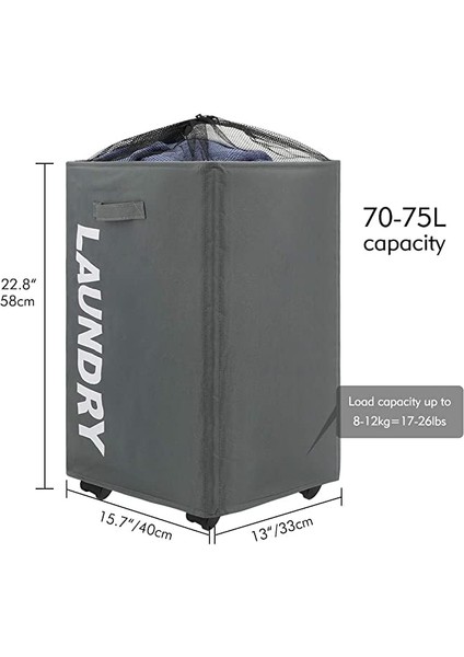 Pro 22 Koyu Gri Stili Ev X-Large Ince Katlanabilir Çamaşır Sepeti Sepetleri Depolama Odası Organizatör Yatak Odası Cesto Ropa Sucia Için Tekerlekler (Yurt Dışından)
