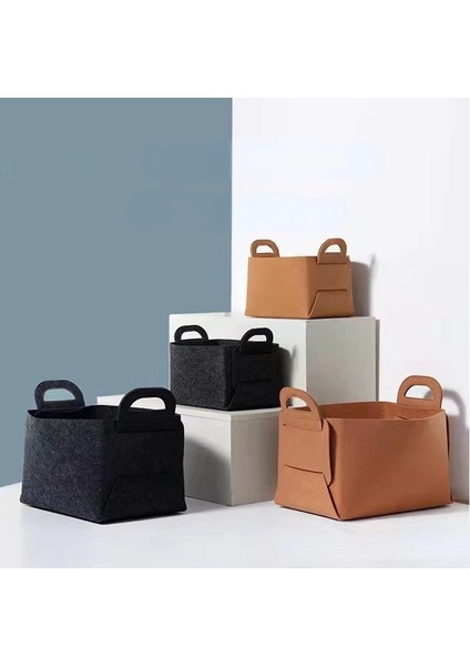 Koyu Gri Tarzı 36X25X23CM Katlanabilir Çamaşır Sepeti Keçe Depolama Sepeti Dokunmamış Enkaz Depolama Sepeti Kirli Giysiler Sepeti Oyuncak Saklama Kutusu (Yurt Dışından) fiyatları