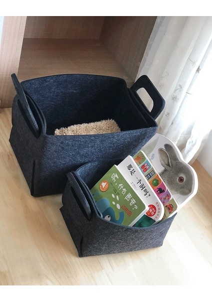 Koyu Gri Tarzı 36X25X23CM Katlanabilir Çamaşır Sepeti Keçe Depolama Sepeti Dokunmamış Enkaz Depolama Sepeti Kirli Giysiler Sepeti Oyuncak Saklama Kutusu (Yurt Dışından) indirimleri