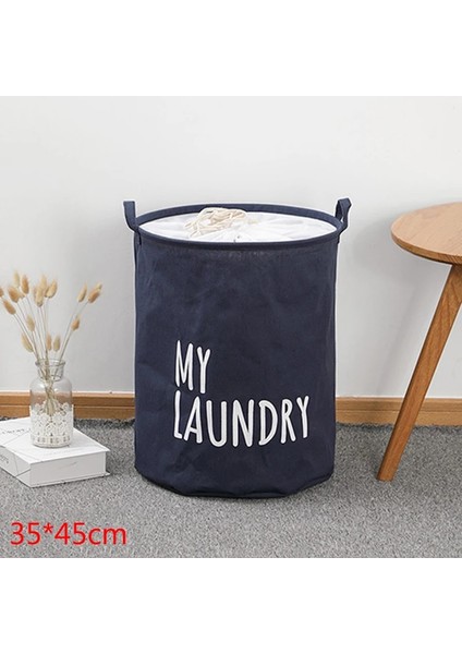 35X45CM Tarzı Gri Katlanabilir Ipli Çamaşır Sepeti Büyük Kapasiteli Su Geçirmez Giysi Saklama Sepeti Ev Banyo Için Корзины Для Хранения (Yurt Dışından)