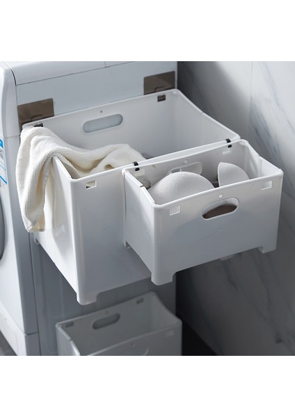 Küçük Gri Tarzı Katlanabilir Duvara Monte Çamaşır Sepeti Delme Ücretsiz Plastik Kirli Giysiler Depolama Sepeti Ev Banyo Sepet Organizatör (Yurt Dışından)