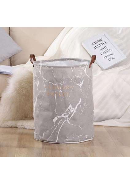 Beyaz Stil Mermer Tahıl Yatak Odası Giysi Saklama Çantası Konteyner Katlanır Çamaşır Sepeti Kova Panier Linge (Yurt Dışından)