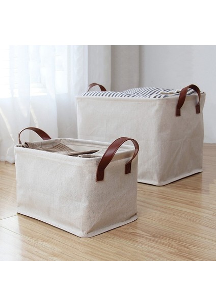 S-18X18X28CM Stili Pamuklu Keten Kirli Giysiler Çamaşır Sepeti Saplı Katlanabilir Çamaşır Sepet Oyuncak Depolama Ev Çeşitli Eşyalar Depolama Sepeti (Yurt Dışından)