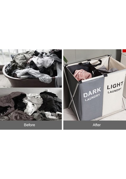 Gri Bej Tarzı Çamaşır Sepeti Ayırıcı 3 Bölümlü Alüminyum Sepet, Kalın Pamuklu ve Keten, Kulplu Örgü Paket Cep Katlanabilir (Yurt Dışından) fiyatları