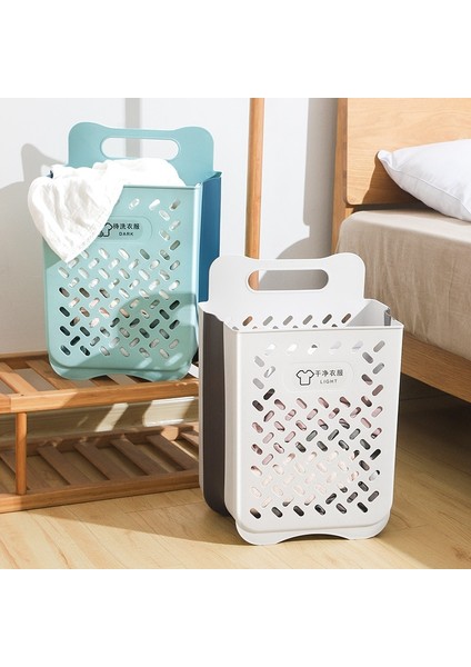 Küçük Mavi Stil Katlanabilir Plastik Kirli Çamaşır Sepeti Ev Banyo Tuvalet Çeşitli Eşyalar Iç Çamaşırı Cothes Duvara Monte Saklama Sepeti Kutusu Organizatör (Yurt Dışından) fiyatları